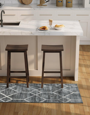 Gray 2' 11 x 19' 8 Matrix Trellis Runner Area Rug 100% Polyester Geometric Pattern Modern Carpet for Living, Dining, Bedroom, Office for Sale at Rug Engine