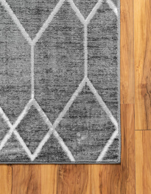 Gray 2' 11 x 19' 8 Matrix Trellis Runner Area Rug 100% Polyester Geometric Pattern Modern Carpet for Living, Dining, Bedroom, Office for Sale at Rug Engine