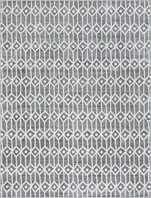 Gray 9' x 12' 2 Matrix Trellis Rectangle Area Rug 100% Polyester Geometric Pattern Modern Carpet for Living, Dining, Bedroom, Office for Sale at Rug Engine