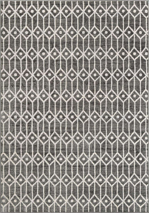 Gray 7' 1 x 10' Matrix Trellis Rectangle Area Rug 100% Polyester Geometric Pattern Modern Carpet for Living, Dining, Bedroom, Office for Sale at Rug Engine