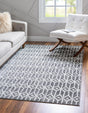 Gray 5' 1 x 8' Matrix Trellis Rectangle Area Rug 100% Polyester Geometric Pattern Modern Carpet for Living, Dining, Bedroom, Office for Sale at Rug Engine