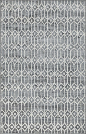Gray 5' 1 x 8' Matrix Trellis Rectangle Area Rug 100% Polyester Geometric Pattern Modern Carpet for Living, Dining, Bedroom, Office for Sale at Rug Engine