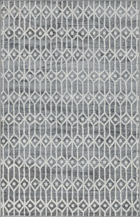 Gray 5' 1 x 8' Matrix Trellis Rectangle Area Rug 100% Polyester Geometric Pattern Modern Carpet for Living, Dining, Bedroom, Office for Sale at Rug Engine