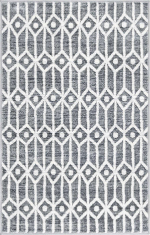 Gray 3' 3 x 5' 3 Matrix Trellis Rectangle Area Rug 100% Polyester Geometric Pattern Modern Carpet for Living, Dining, Bedroom, Office for Sale at Rug Engine