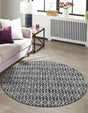 Gray 5' x 5' Matrix Trellis Round Area Rug 100% Polyester Geometric Pattern Modern Carpet for Living, Dining, Bedroom, Office for Sale at Rug Engine