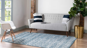 Blue 5' x 8' Matrix Trellis Rectangle Area Rug 100% Polyester Geometric Pattern Modern Carpet for Living, Dining, Bedroom, Office for Sale at Rug Engine