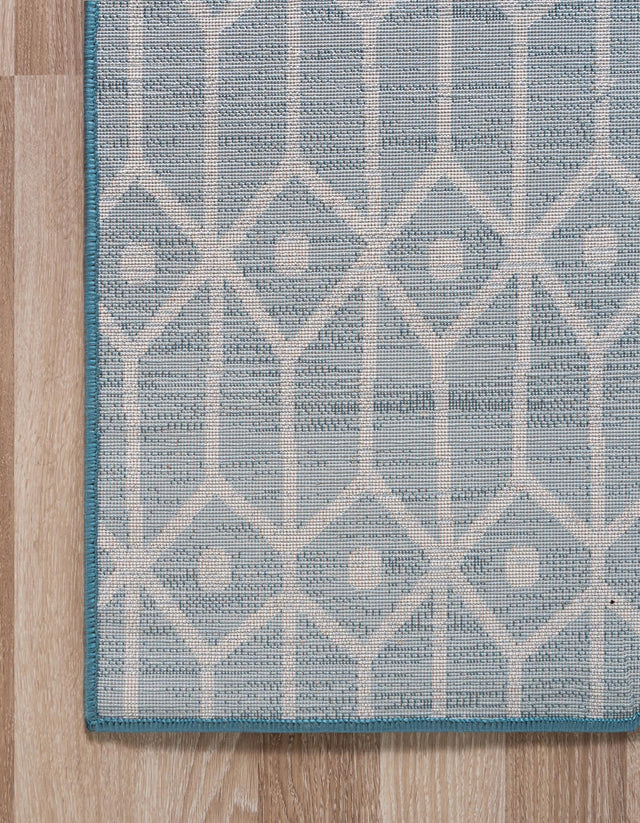 Blue 5' x 8' Matrix Trellis Rectangle Area Rug 100% Polyester Geometric Pattern Modern Carpet for Living, Dining, Bedroom, Office for Sale at Rug Engine