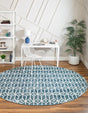 Blue 8' x 8' Matrix Trellis Round Area Rug 100% Polyester Geometric Pattern Modern Carpet for Living, Dining, Bedroom, Office for Sale at Rug Engine