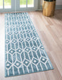Blue 2' 7 x 16' 5 Matrix Trellis Runner Area Rug 100% Polyester Geometric Pattern Modern Carpet for Living, Dining, Bedroom, Office for Sale at Rug Engine