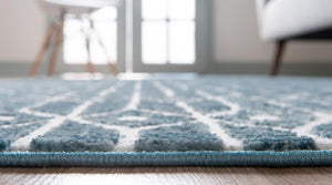 Blue 2' x 8' Matrix Trellis Runner Area Rug 100% Polyester Geometric Pattern Modern Carpet for Living, Dining, Bedroom, Office for Sale at Rug Engine