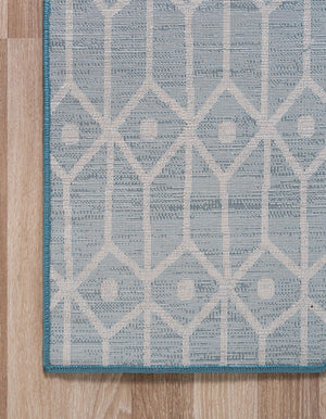 Blue 2' x 8' Matrix Trellis Runner Area Rug 100% Polyester Geometric Pattern Modern Carpet for Living, Dining, Bedroom, Office for Sale at Rug Engine