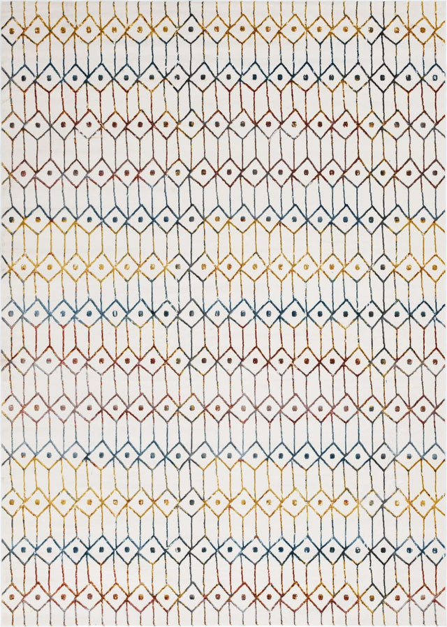 Multicolor 9' 10 x 14' Matrix Trellis Rectangle Area Rug 100% Polyester Geometric Pattern Modern Carpet for Living, Dining, Bedroom, Office for Sale at Rug Engine