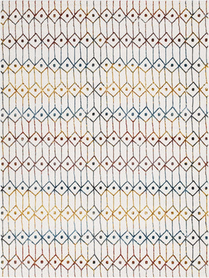 Multicolor 9' x 12' 2 Matrix Trellis Rectangle Area Rug 100% Polyester Geometric Pattern Modern Carpet for Living, Dining, Bedroom, Office for Sale at Rug Engine