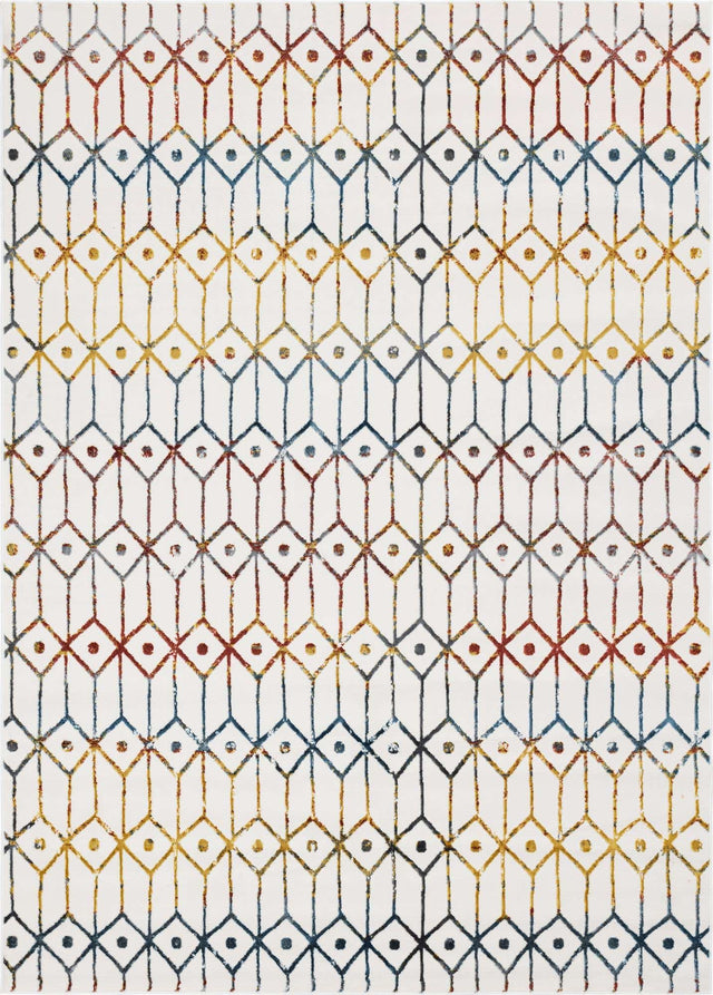Multicolor 7' 1 x 10' Matrix Trellis Rectangle Area Rug 100% Polyester Geometric Pattern Modern Carpet for Living, Dining, Bedroom, Office for Sale at Rug Engine