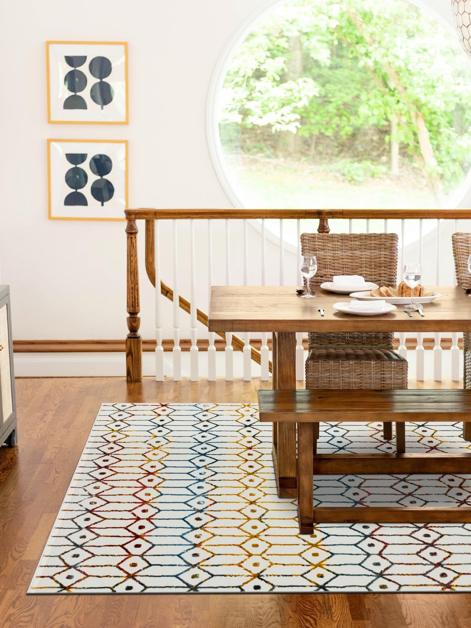 Multicolor 8' x 10' Matrix Trellis Rectangle Area Rug 100% Polyester Geometric Pattern Modern Carpet for Living, Dining, Bedroom, Office for Sale at Rug Engine