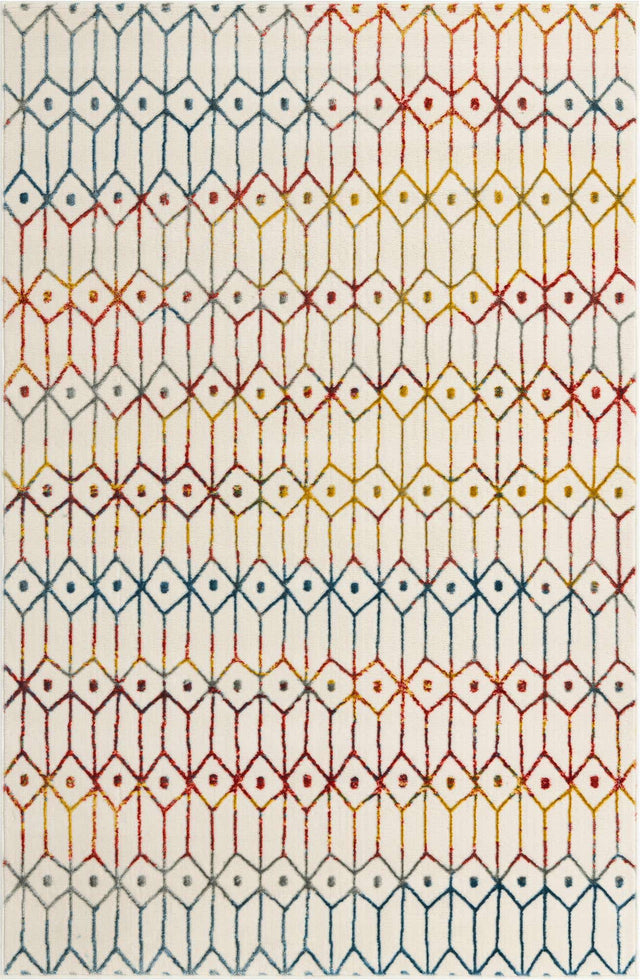 Multicolor 5' 1 x 8' Matrix Trellis Rectangle Area Rug 100% Polyester Geometric Pattern Modern Carpet for Living, Dining, Bedroom, Office for Sale at Rug Engine