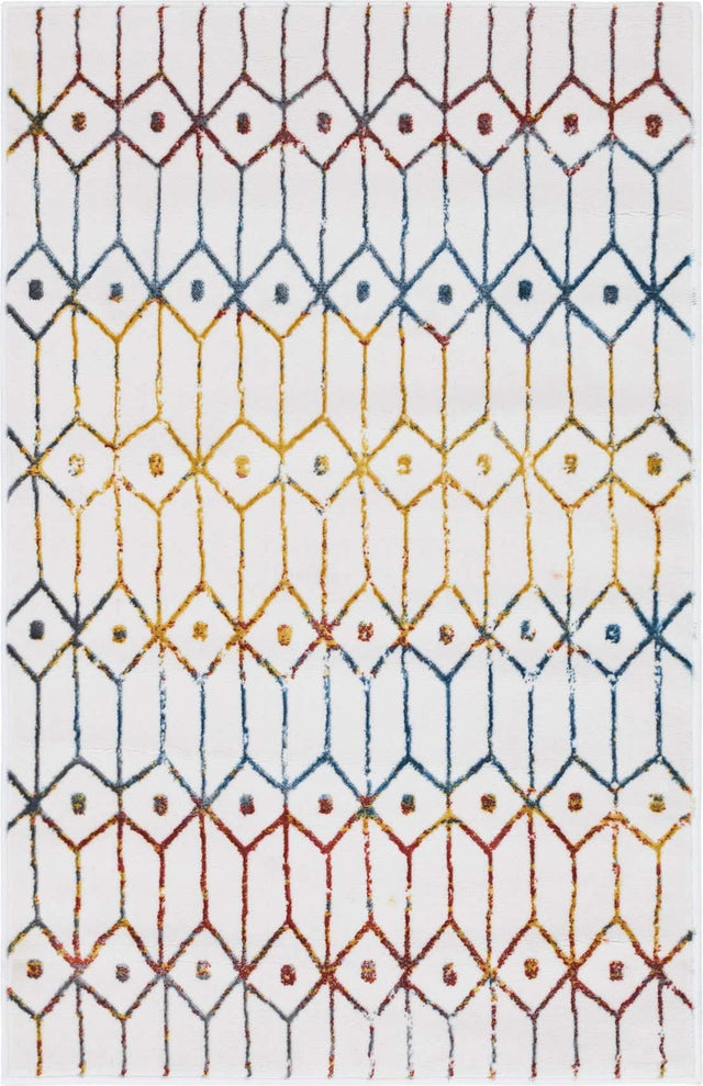 Multicolor 3' 3 x 5' 3 Matrix Trellis Rectangle Area Rug 100% Polyester Geometric Pattern Modern Carpet for Living, Dining, Bedroom, Office for Sale at Rug Engine