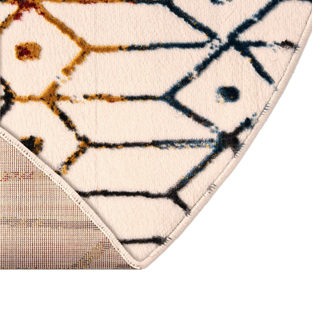 Multicolor 7' x 7' Matrix Trellis Round Area Rug 100% Polyester Geometric Pattern Modern Carpet for Living, Dining, Bedroom, Office for Sale at Rug Engine