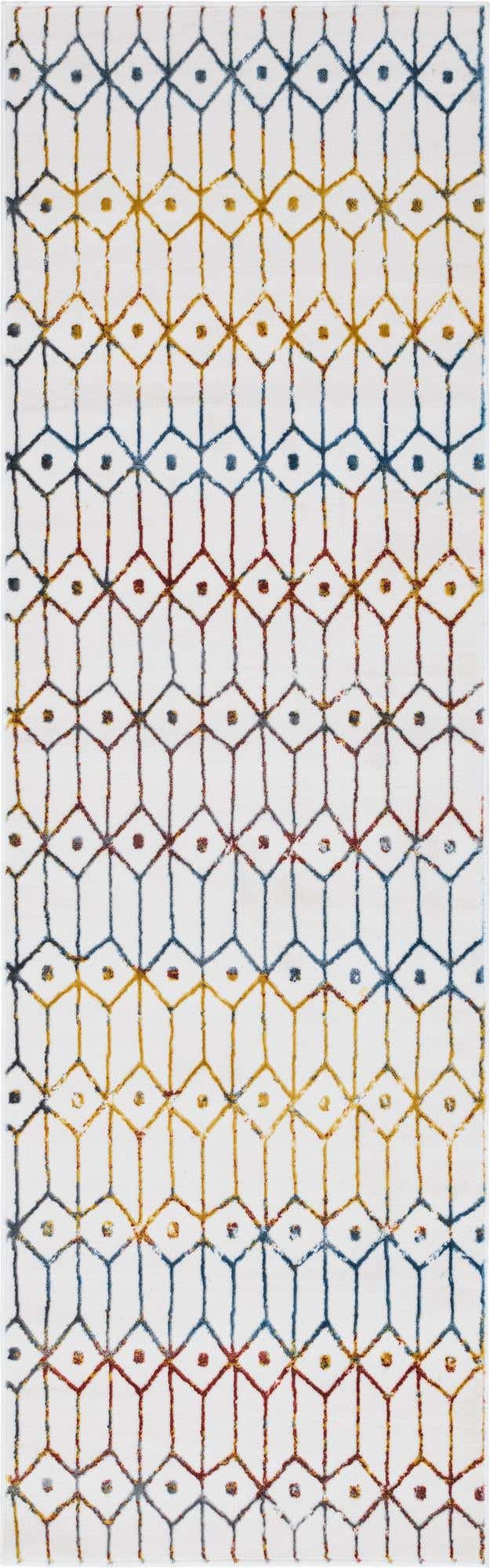 Multicolor 3' x 10' Matrix Trellis Runner Area Rug 100% Polyester Geometric Pattern Modern Carpet for Living, Dining, Bedroom, Office for Sale at Rug Engine