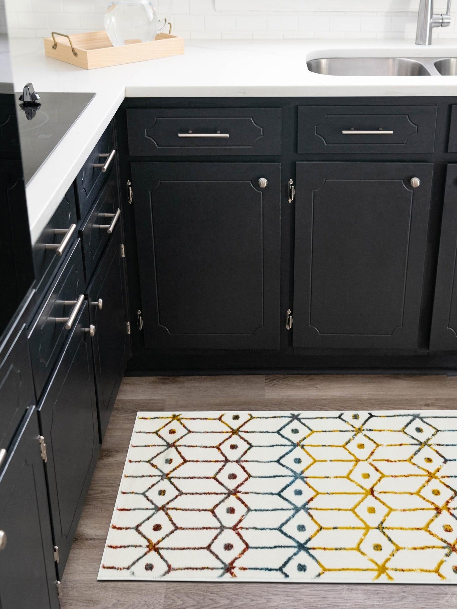 Multicolor 2' 11 x 19' 8 Matrix Trellis Runner Area Rug 100% Polyester Geometric Pattern Modern Carpet for Living, Dining, Bedroom, Office for Sale at Rug Engine