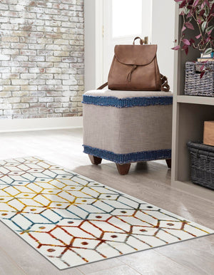 Multicolor 3' x 10' Matrix Trellis Runner Area Rug 100% Polyester Geometric Pattern Modern Carpet for Living, Dining, Bedroom, Office for Sale at Rug Engine
