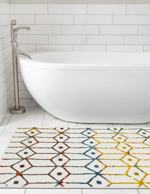 Multicolor 2' x 6' 1 Matrix Trellis Runner Area Rug 100% Polyester Geometric Pattern Modern Carpet for Living, Dining, Bedroom, Office for Sale at Rug Engine