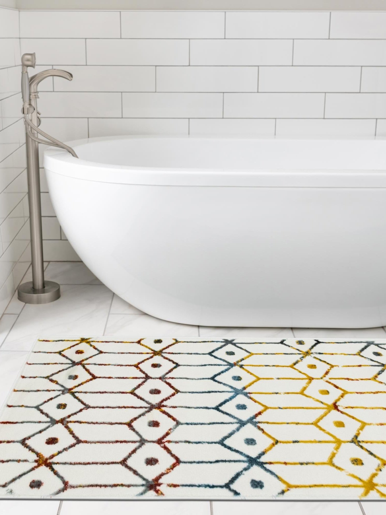 Multicolor 2' x 8' Matrix Trellis Runner Area Rug 100% Polyester Geometric Pattern Modern Carpet for Living, Dining, Bedroom, Office for Sale at Rug Engine