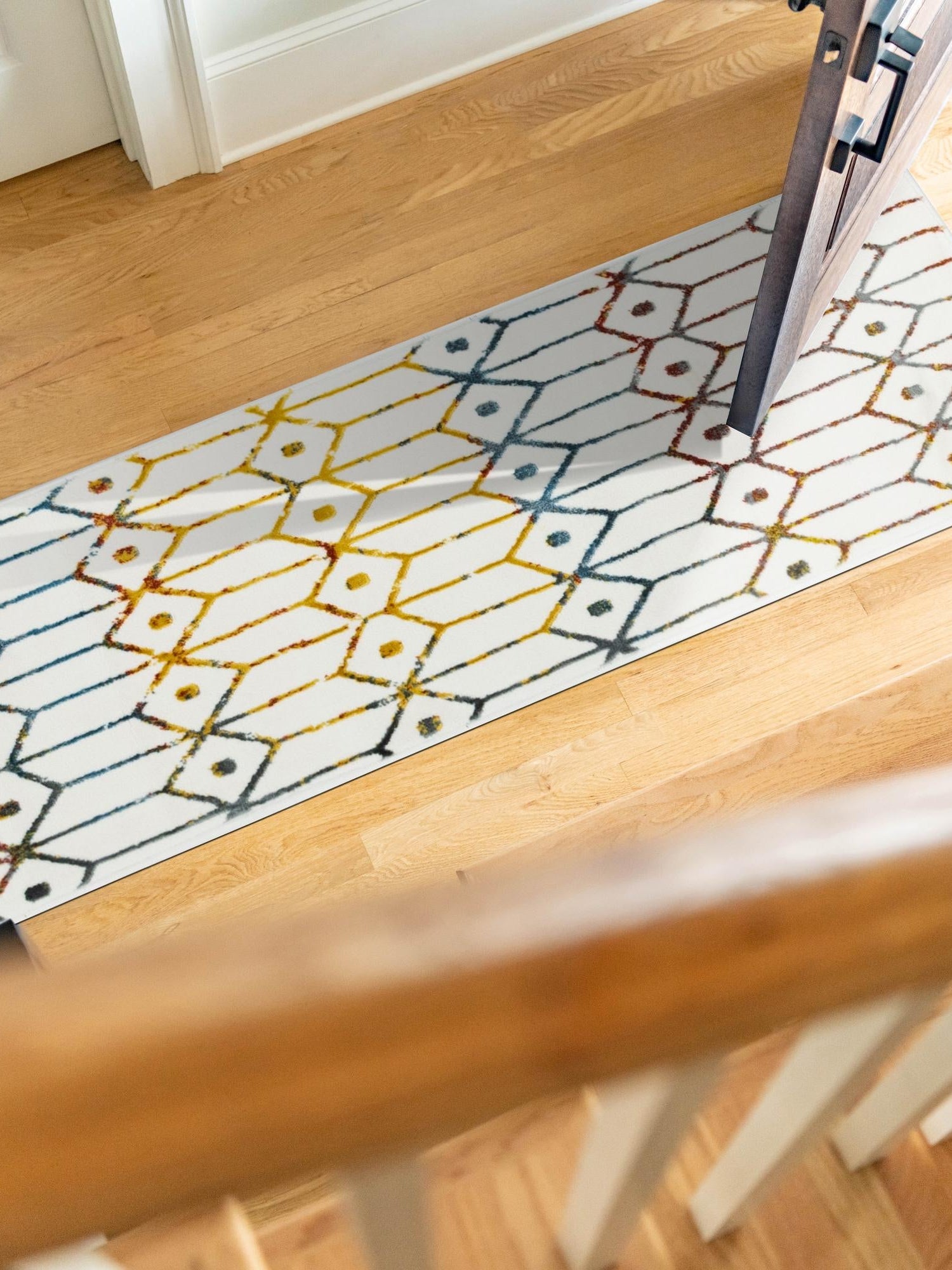 Multicolor 3' x 10' Matrix Trellis Runner Area Rug 100% Polyester Geometric Pattern Modern Carpet for Living, Dining, Bedroom, Office for Sale at Rug Engine