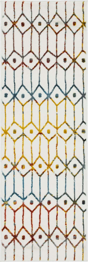 Multicolor 2' x 6' 1 Matrix Trellis Runner Area Rug 100% Polyester Geometric Pattern Modern Carpet for Living, Dining, Bedroom, Office for Sale at Rug Engine