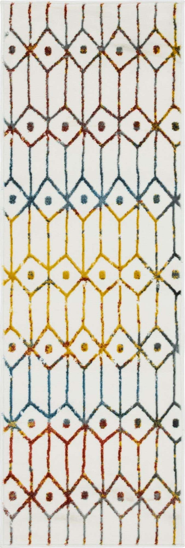 Multicolor 2' x 6' 1 Matrix Trellis Runner Area Rug 100% Polyester Geometric Pattern Modern Carpet for Living, Dining, Bedroom, Office for Sale at Rug Engine