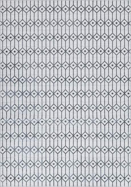 White 9' 10 x 14' 1 Matrix Trellis Rectangle Area Rug 100% Polyester Geometric Pattern Modern Carpet for Living, Dining, Bedroom, Office for Sale at Rug Engine