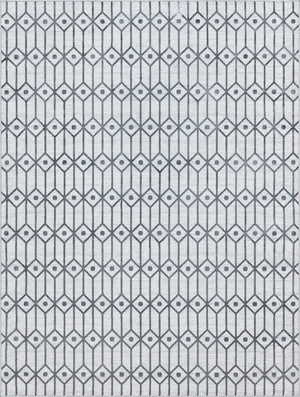 White 9' x 12' 2 Matrix Trellis Rectangle Area Rug 100% Polyester Geometric Pattern Modern Carpet for Living, Dining, Bedroom, Office for Sale at Rug Engine