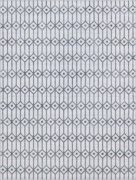 White 9' x 12' 2 Matrix Trellis Rectangle Area Rug 100% Polyester Geometric Pattern Modern Carpet for Living, Dining, Bedroom, Office for Sale at Rug Engine