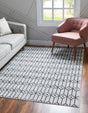 White 9' 10 x 14' 1 Matrix Trellis Rectangle Area Rug 100% Polyester Geometric Pattern Modern Carpet for Living, Dining, Bedroom, Office for Sale at Rug Engine