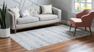 White 9' 10 x 14' 1 Matrix Trellis Rectangle Area Rug 100% Polyester Geometric Pattern Modern Carpet for Living, Dining, Bedroom, Office for Sale at Rug Engine