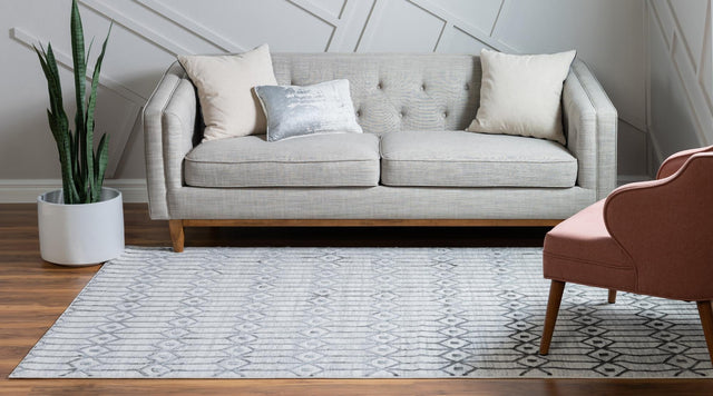 White 9' 10 x 14' 1 Matrix Trellis Rectangle Area Rug 100% Polyester Geometric Pattern Modern Carpet for Living, Dining, Bedroom, Office for Sale at Rug Engine