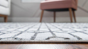 White 9' 10 x 14' 1 Matrix Trellis Rectangle Area Rug 100% Polyester Geometric Pattern Modern Carpet for Living, Dining, Bedroom, Office for Sale at Rug Engine