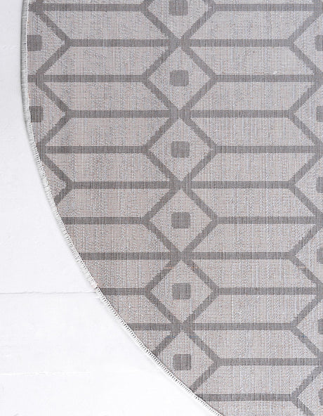 White 8' x 8' Matrix Trellis Round Area Rug 100% Polyester Geometric Pattern Modern Carpet for Living, Dining, Bedroom, Office for Sale at Rug Engine