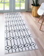 White 2' x 6' 1 Matrix Trellis Runner Area Rug 100% Polyester Geometric Pattern Modern Carpet for Living, Dining, Bedroom, Office for Sale at Rug Engine