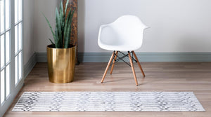 White 2' x 6' 1 Matrix Trellis Runner Area Rug 100% Polyester Geometric Pattern Modern Carpet for Living, Dining, Bedroom, Office for Sale at Rug Engine