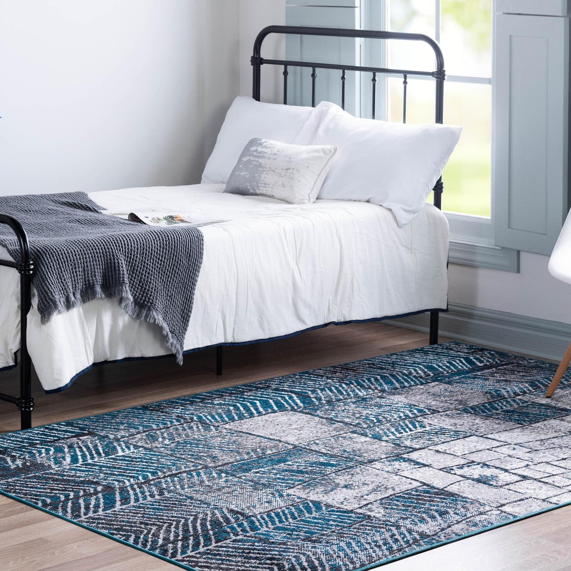 Gray Blue 7' 10 x 10' Valencia Rectangle Area Rug Modern Abstract Durable Carpet for Living Room, Dining, Office, Bedrooms, Dorm Rooms for Sale at Rug Engine