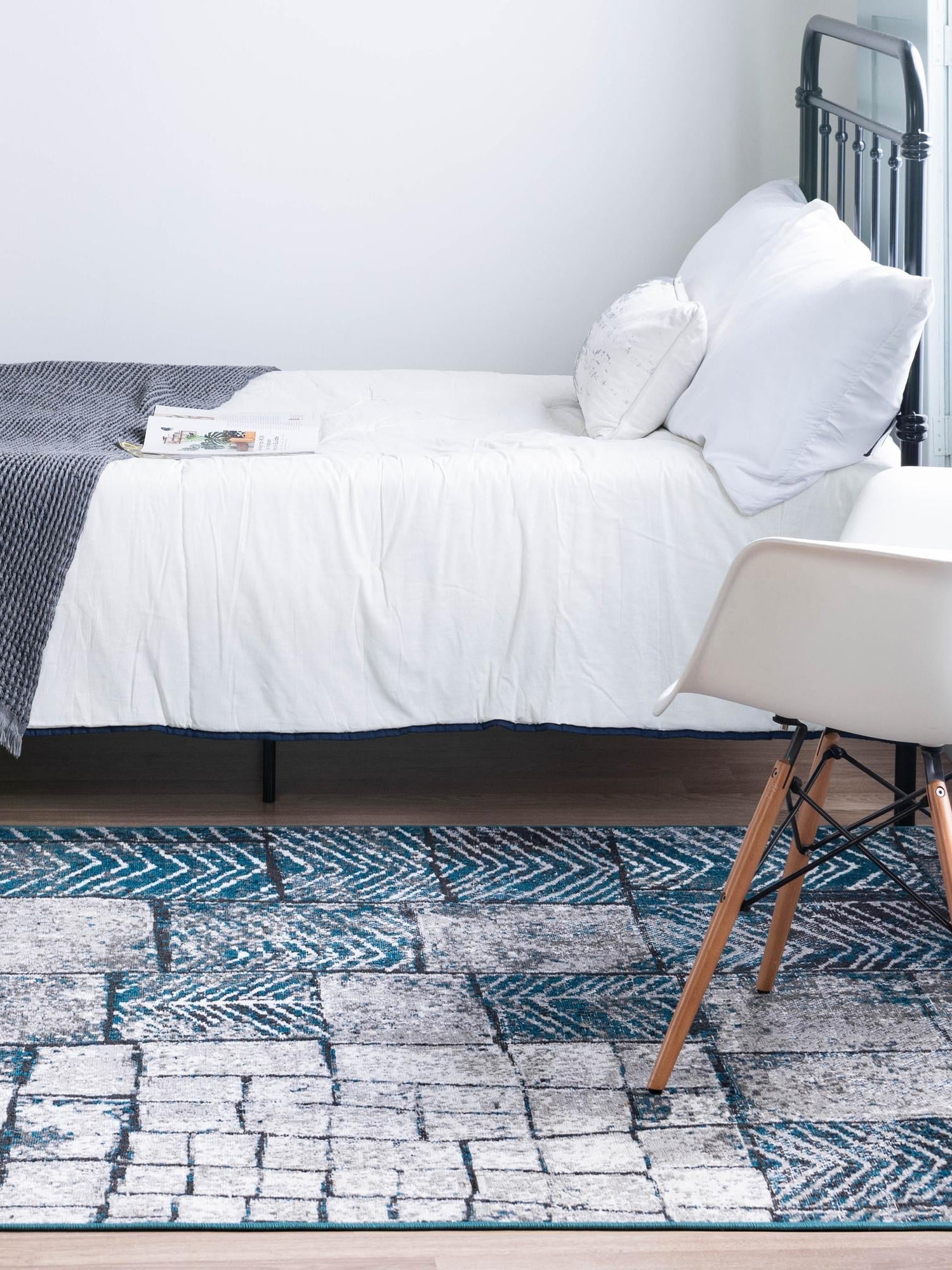 Gray Blue 5' 3 x 8' Valencia Rectangle Area Rug Modern Abstract Durable Carpet for Living Room, Dining, Office, Bedrooms, Dorm Rooms for Sale at Rug Engine
