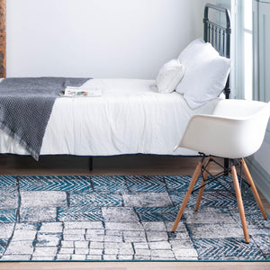 Gray Blue 5' 3 x 8' Valencia Rectangle Area Rug Modern Abstract Durable Carpet for Living Room, Dining, Office, Bedrooms, Dorm Rooms for Sale at Rug Engine