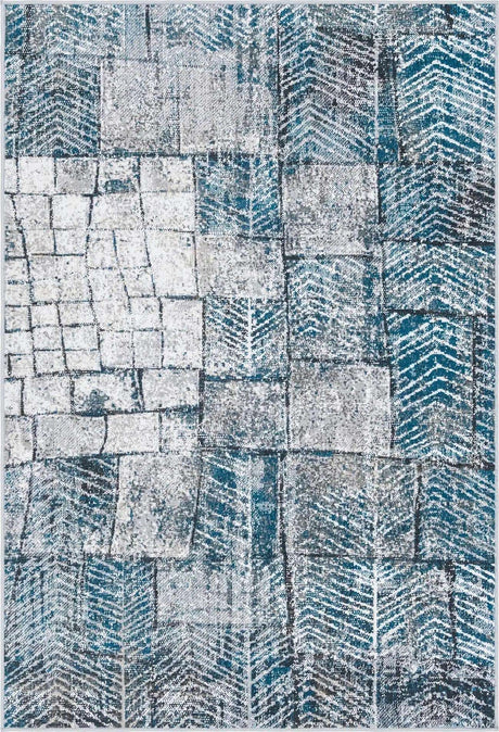 Gray Blue 5' 3 x 8' Valencia Rectangle Area Rug Modern Abstract Durable Carpet for Living Room, Dining, Office, Bedrooms, Dorm Rooms for Sale at Rug Engine