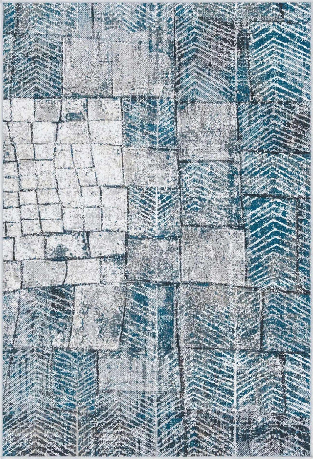Gray Blue 5' 3 x 8' Valencia Rectangle Area Rug Modern Abstract Durable Carpet for Living Room, Dining, Office, Bedrooms, Dorm Rooms for Sale at Rug Engine