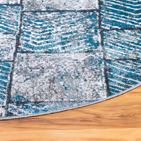 Gray Blue 5' 3 x 5' 3 Valencia Round Area Rug Modern Abstract Durable Carpet for Living Room, Dining, Office, Bedrooms, Dorm Rooms for Sale at Rug Engine