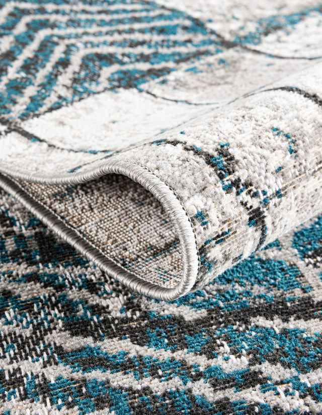 Gray Blue 5' 3 x 5' 3 Valencia Round Area Rug Modern Abstract Durable Carpet for Living Room, Dining, Office, Bedrooms, Dorm Rooms for Sale at Rug Engine
