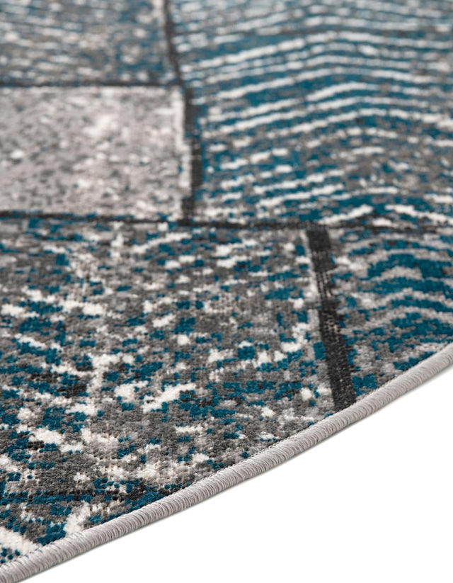 Gray Blue 5' 3 x 5' 3 Valencia Round Area Rug Modern Abstract Durable Carpet for Living Room, Dining, Office, Bedrooms, Dorm Rooms for Sale at Rug Engine
