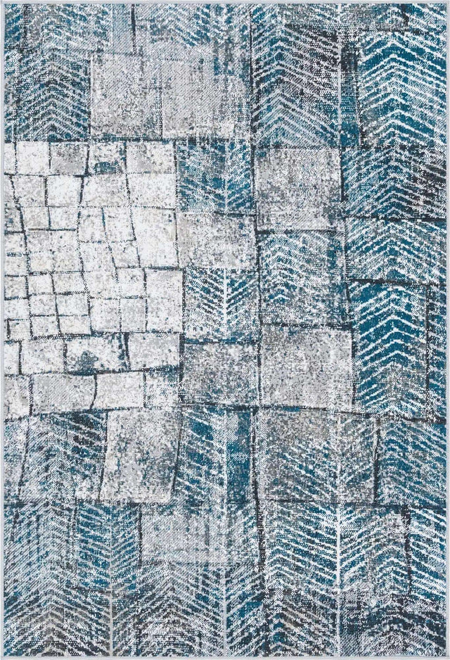 Gray Blue 4' 1 x 6' 1 Valencia Rectangle Area Rug Modern Abstract Durable Carpet for Living Room, Dining, Office, Bedrooms, Dorm Rooms for Sale at Rug Engine