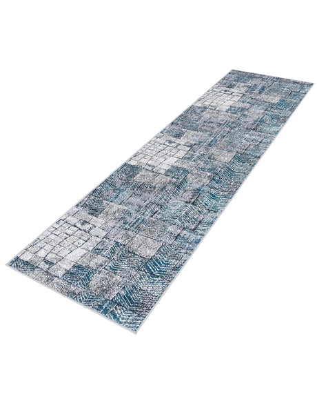Gray Blue 2' 7 x 10' Valencia Runner Area Rug Modern Abstract Durable Carpet for Living Room, Dining, Office, Bedrooms, Dorm Rooms for Sale at Rug Engine